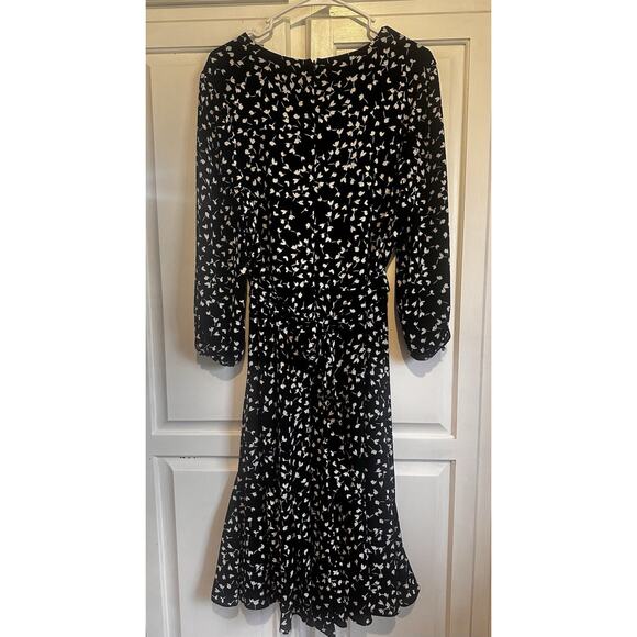 Talbots Size 16 Dress Belted Black Long Sleeve Office Church Party Stretch - Picture 6 of 12